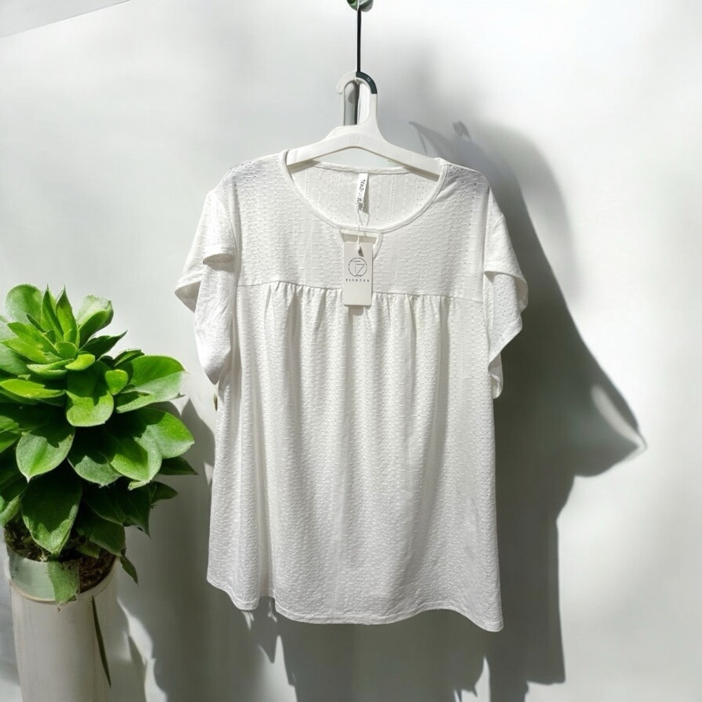 White Textured Women's Top